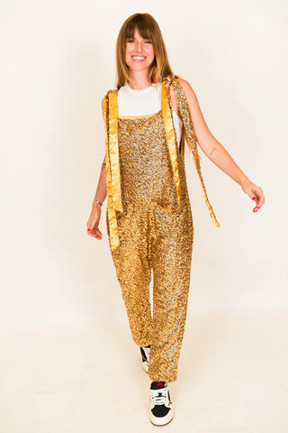 Gold Sequin Party Jumpsuit - Fringe+Co