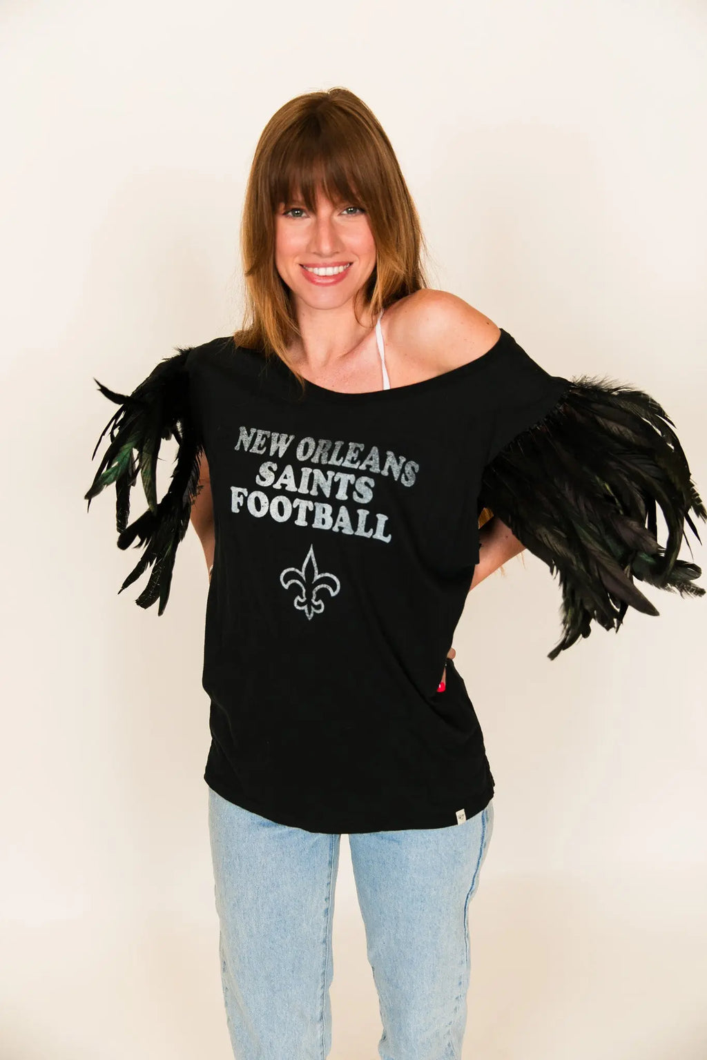 New Orleans Saints Glitter Jersey, Black Gold White Bling, Women Football  Shirt
