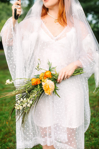 White Polka Dot Sheer Mid Caftan