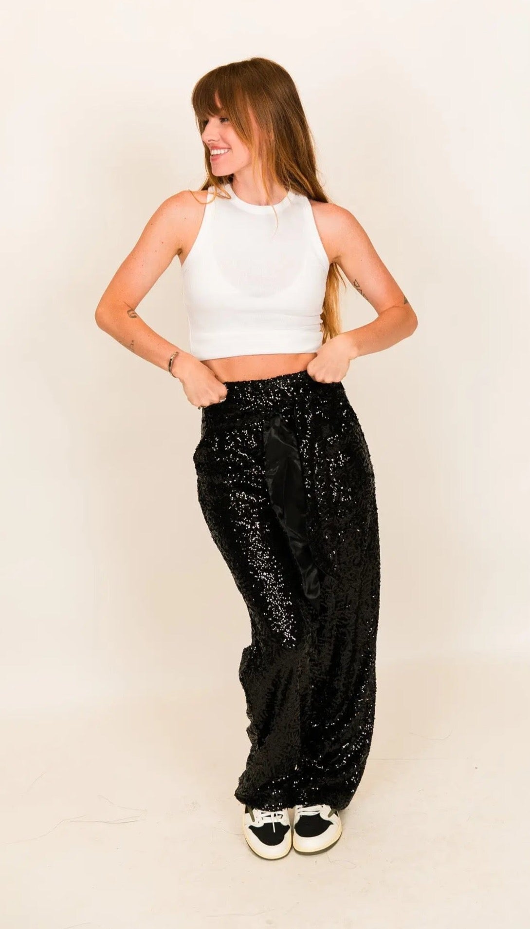 Express High Waisted Sequin Wide Leg Palazzo Pant Women's Short | Hamilton  Place