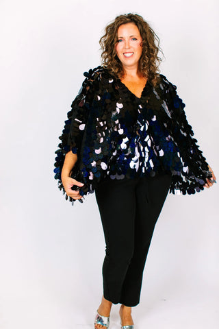 Black Holographic Paillette Jumbo Tunic - Fringe+Co