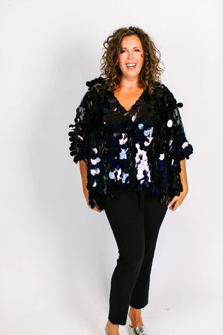 Black Holographic Paillette Jumbo Tunic - Fringe+Co