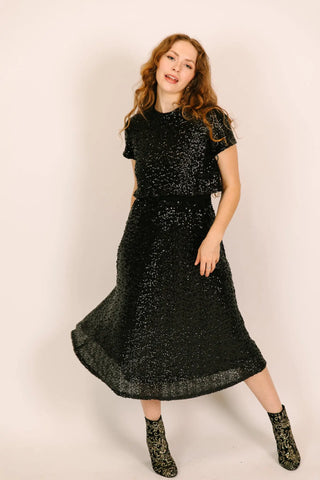 Black Sequin Skirt - Fringe+Co