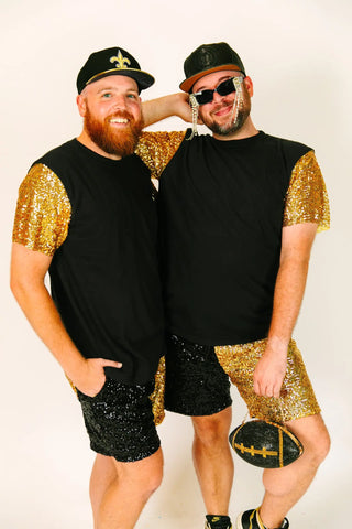 Black & Gold Daddy Sequin Shorts - Fringe+Co