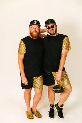 Black & Gold Daddy Sequin Shorts - Fringe+Co