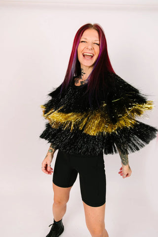 Black & Gold Tinsel Jacket - Fringe+Co