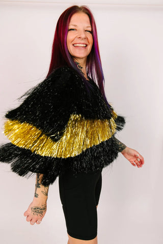 Black & Gold Tinsel Jacket - Fringe+Co