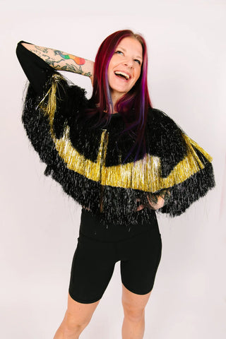 Black & Gold Tinsel Jacket - Fringe+Co