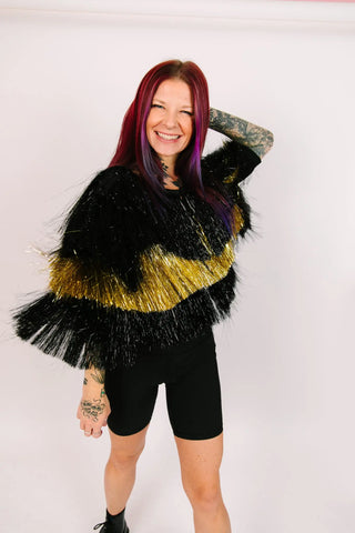 Black & Gold Tinsel Jacket - Fringe+Co