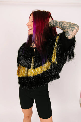 Black & Gold Tinsel Jacket - Fringe+Co