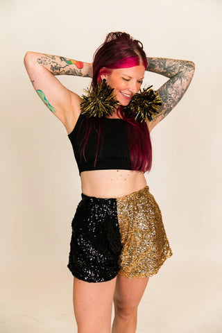 Black and Gold Sequin Shorts - Fringe+Co