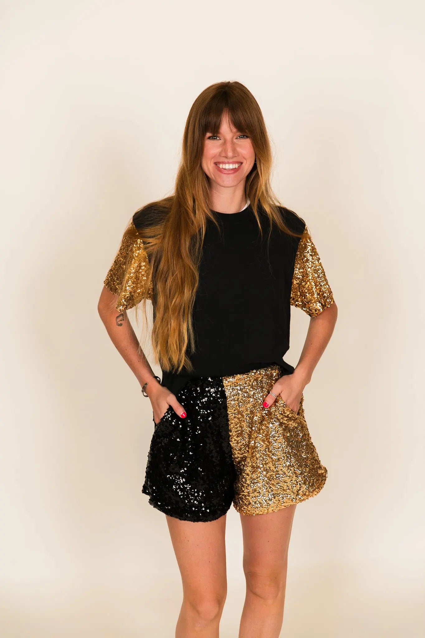 Gold sequin 2024 shorts womens