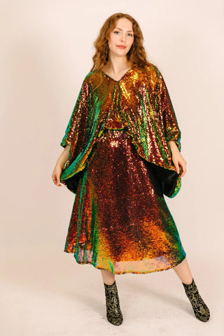 Copper Iridescent Sequin Skirt - Fringe+Co