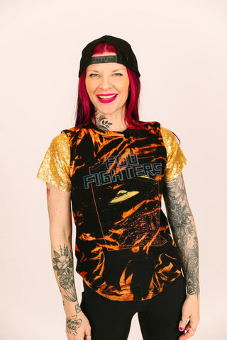 Foo Fighters Gold Sequin Party Tee - Fringe+Co