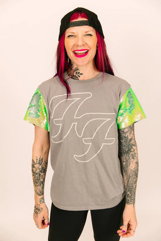 Foo Fighters Green Sequin Party Tee - Fringe+Co