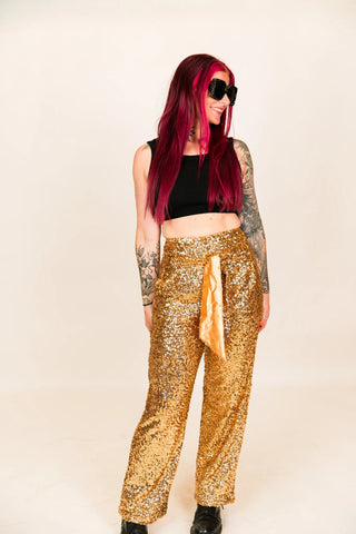 Silver High Waisted Sequin Party Pant