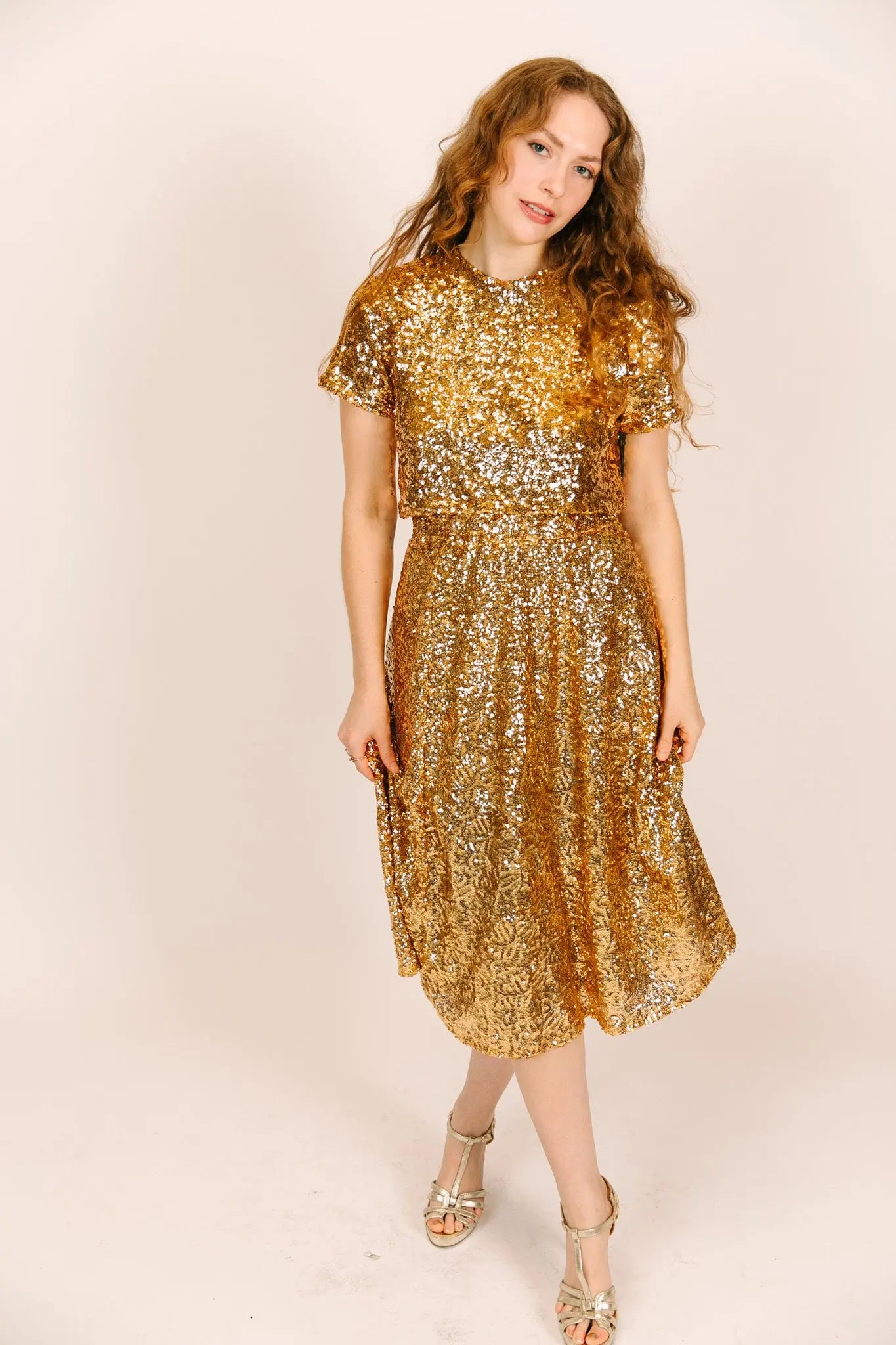 Gold Sequin Crop Top Fringe+Co fringe co