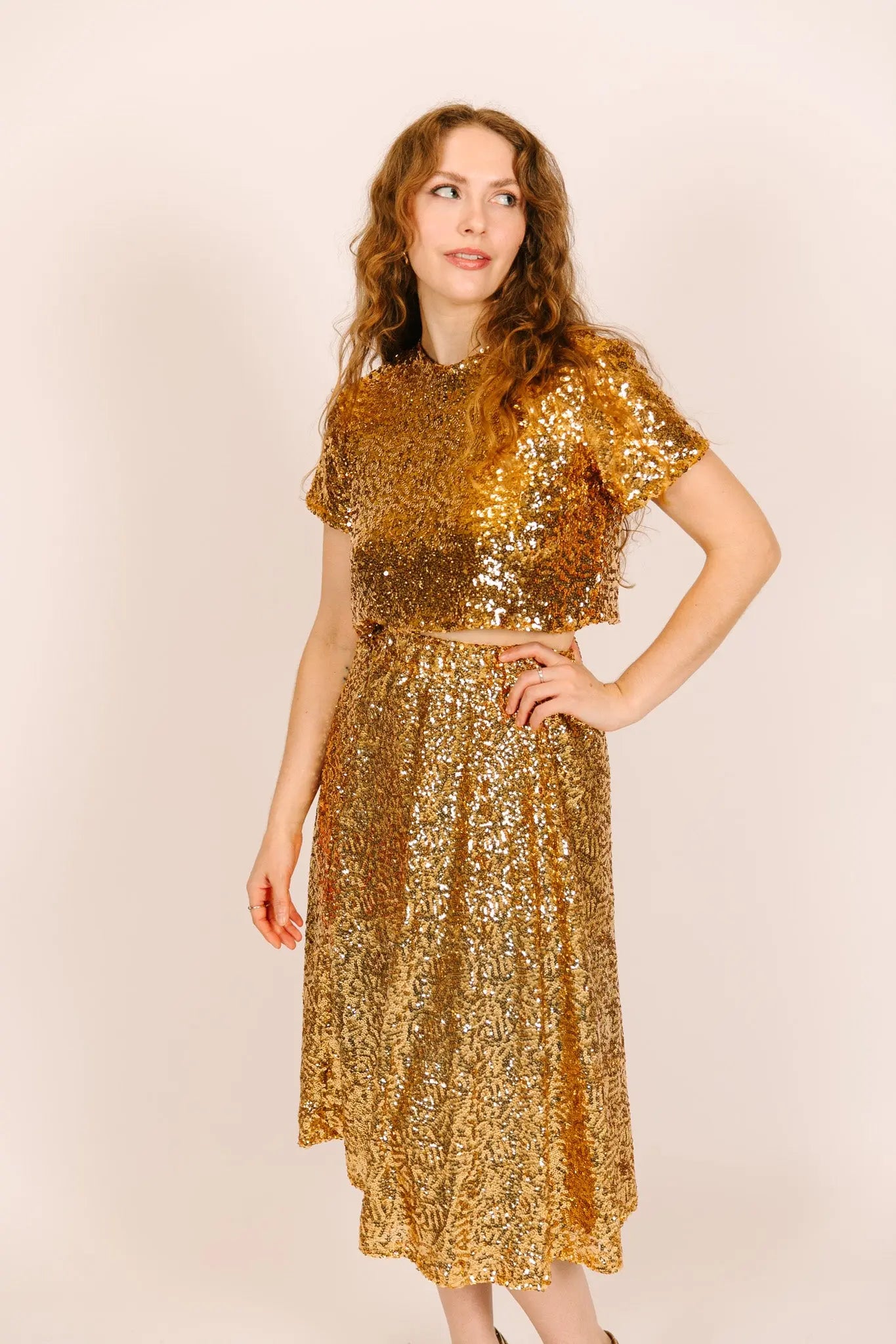 Gold Sequin Crop Top Fringe+Co fringe co