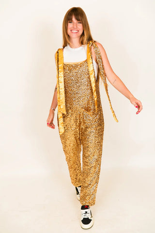 gold jumpsuit fancy dress Micca mirror festival jumpsuit gold