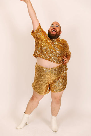 Gold Sequin Shorts fringe co Gold Sequin Shorts fringe co