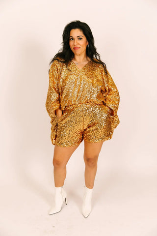 Gold Sequin Shorts - Fringe+Co