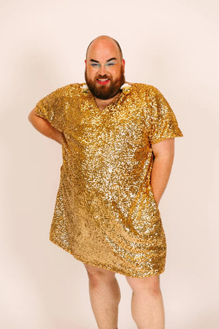 Gold Sequin V-Neck Dress - Fringe+Co