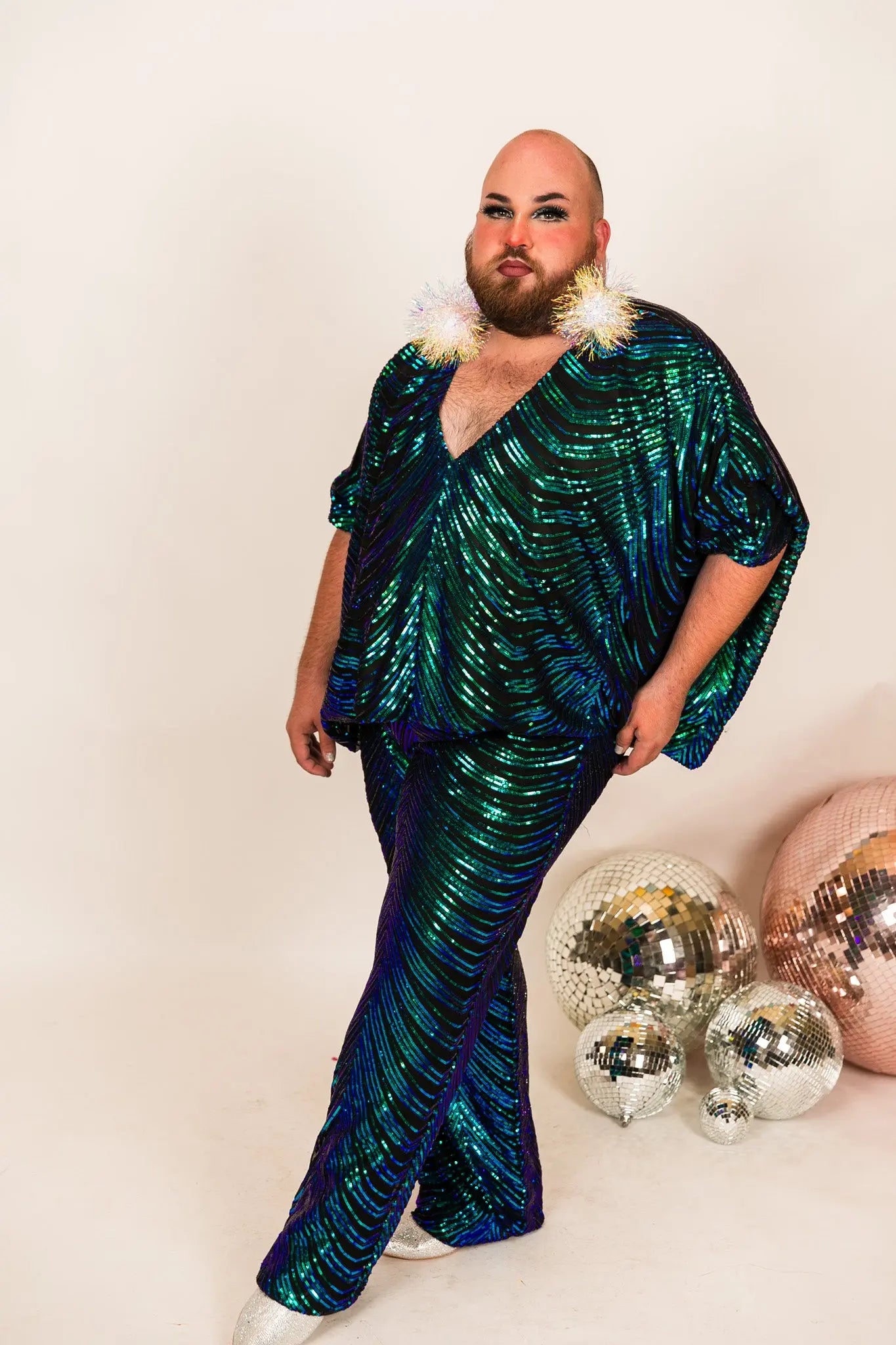 Green Iridescent Embroidered Sequin Pants – fringe co