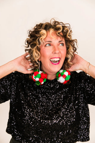 Holiday Pom Pom Earrings - Fringe+Co