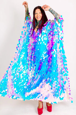 Iridescent Jumbo Paillette Long Caftan - Fringe+Co