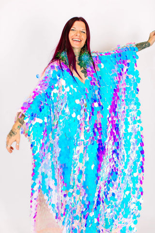 Iridescent Jumbo Paillette Long Caftan - Fringe+Co