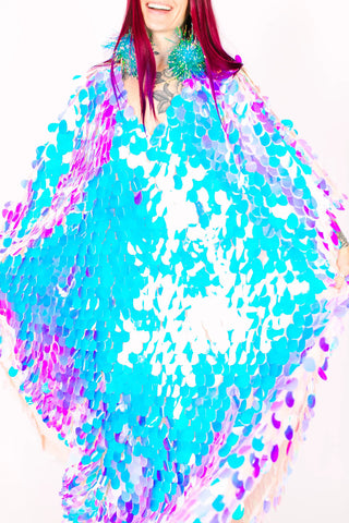 Iridescent Jumbo Paillette Long Caftan - Fringe+Co