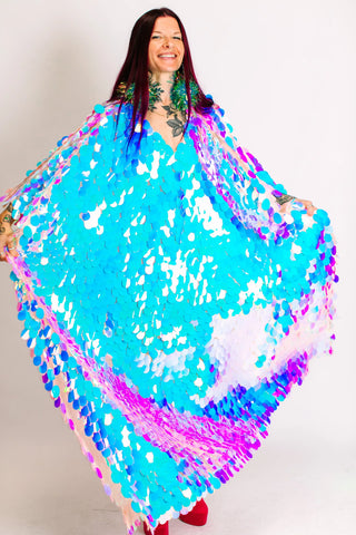 Iridescent Jumbo Paillette Long Caftan - Fringe+Co