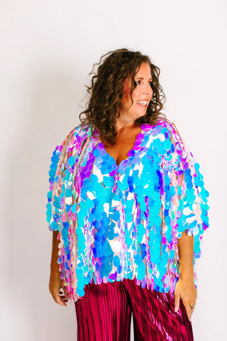 Iridescent Paillette Jumbo Tunic - Fringe+Co