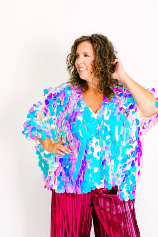 Iridescent Paillette Jumbo Tunic - Fringe+Co