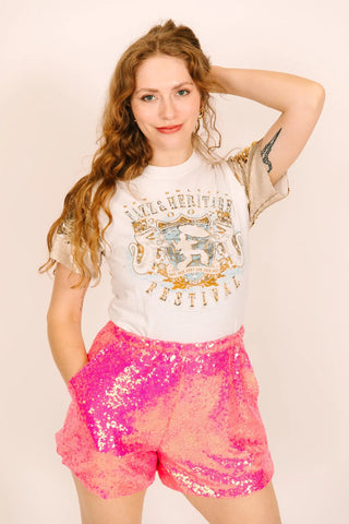 Jazz Fest Champagne Sequin Party Tee - Fringe+Co