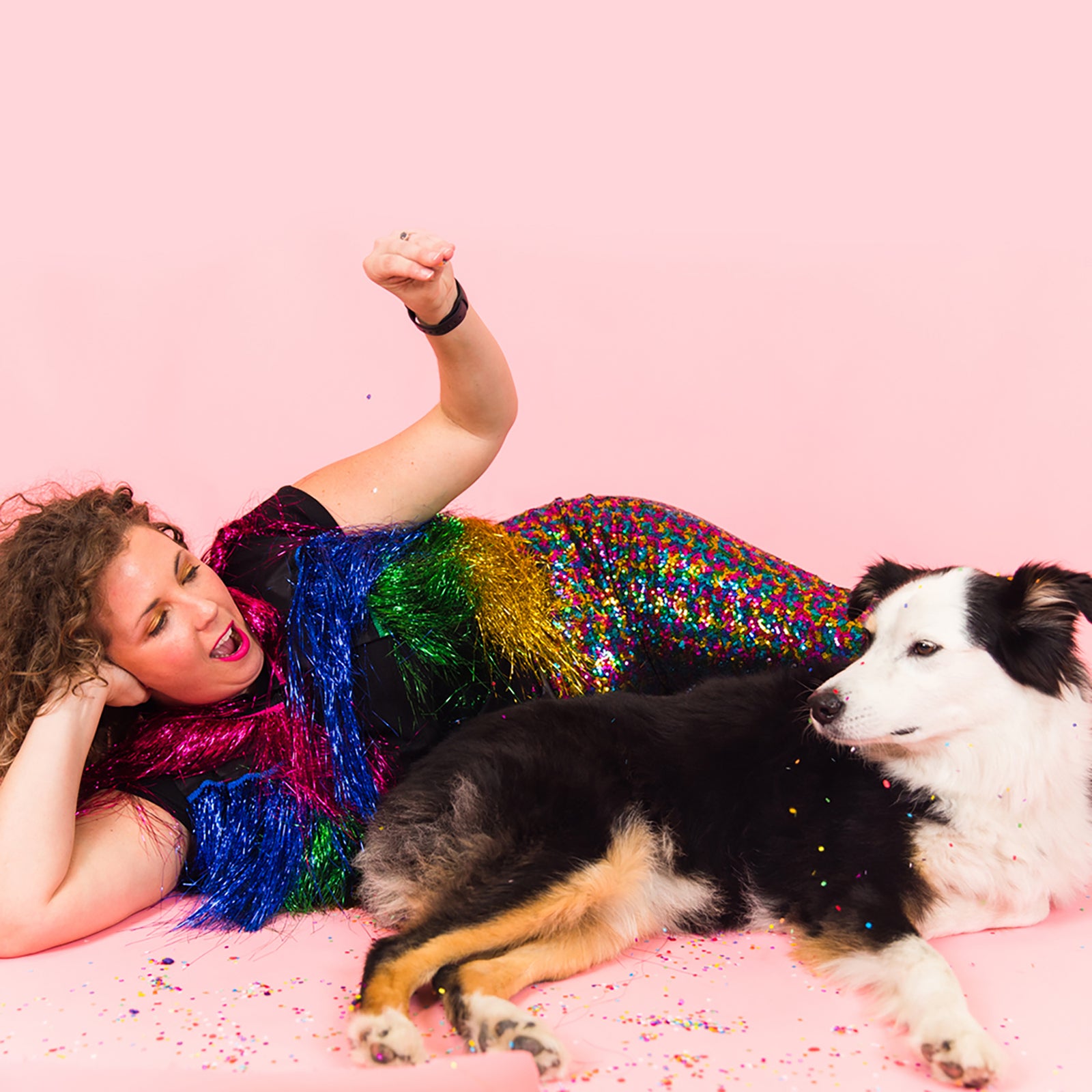 Green Iridescent Sequin Tunic Satin Lined fringe co