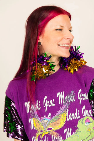 King Cake Pom Pom Earrings - Fringe+Co