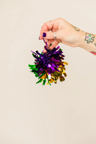 King Cake Pom Pom Earrings - Fringe+Co