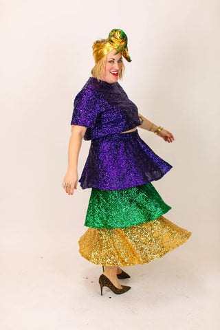 Mardi Gras 3-Tiered Sequin Skirt - Fringe+Co