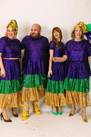 Mardi Gras 3-Tiered Sequin Skirt - Fringe+Co