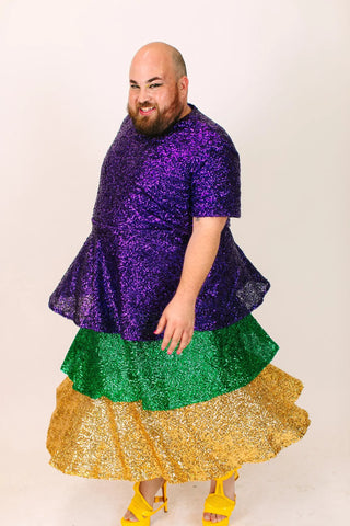 Mardi Gras 3-Tiered Sequin Skirt - Fringe+Co