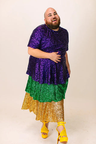 Mardi Gras 3-Tiered Sequin Skirt - Fringe+Co