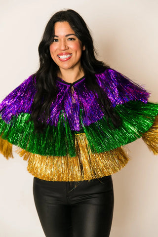 Mardi Gras Fringe Tinsel Women's Jacket