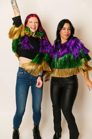 Mardi Gras Holographic Tinsel Jacket - Fringe+Co