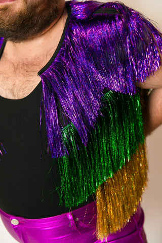 Mardi Gras Holographic Tinsel Vest - Fringe+Co