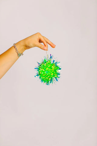 Neon Green Pom Pom Earrings - Fringe+Co
