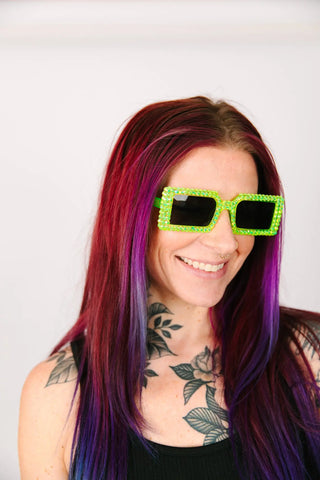 Neon Green Square Sunnies - Fringe+Co