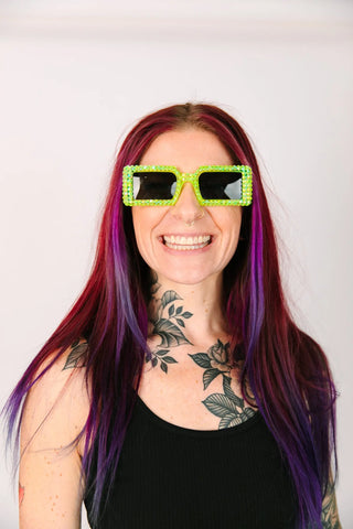 Neon Green Square Sunnies - Fringe+Co