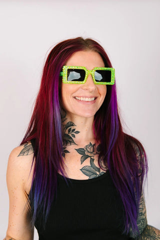 Neon Green Square Sunnies - Fringe+Co