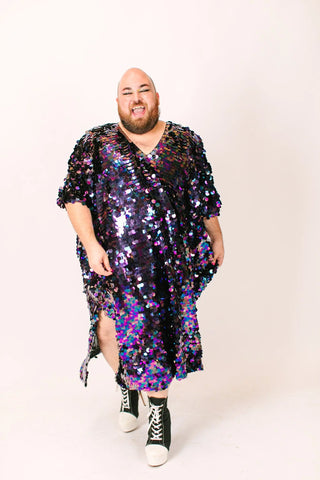 Oil Slick Paillete Long Caftan - Fringe+Co